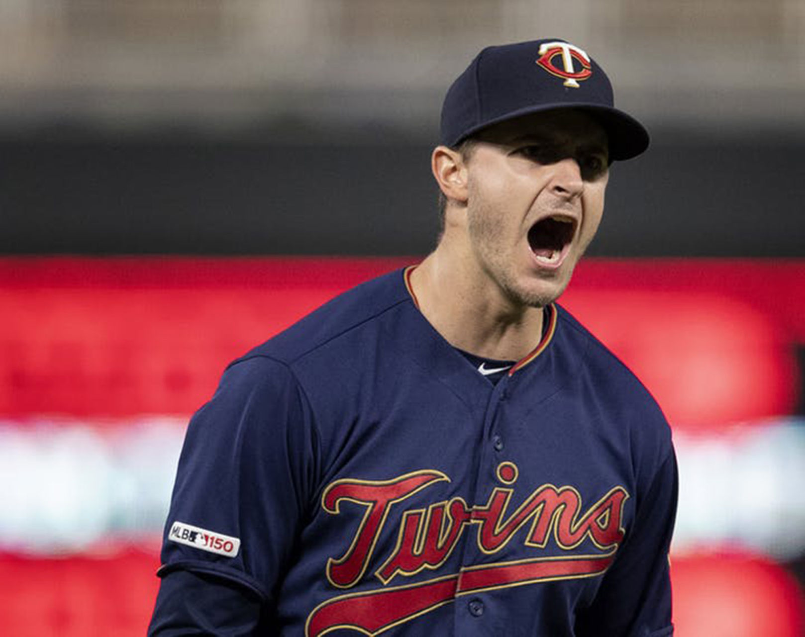 Minnesota Twins starting pitcher Jake Odorizzi, a potential free agent, reacts after an inning-ending strike out against the Houston Astros. "I really enjoyed my two years here," said the right-hander who went 15-7 with a 3.51 ERA in 2019.